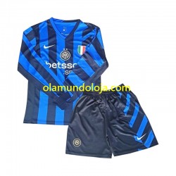 Camisola Inter de Milão Criança Equipamento Primeiro 2024-2025 Manga Comprida